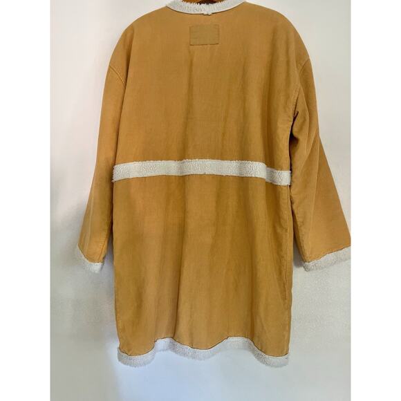 Billabong Corduroy Sherpa Coat Women M Mustard Coastal Cowgirl Western Duster - Picture 2 of 8